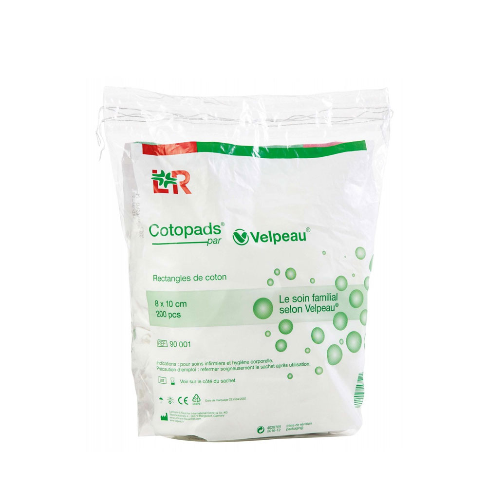 Lohmann Rauscher Cotopads 8x10 Cm 200 Cotton Pads par Velpeau 200 Pièces
