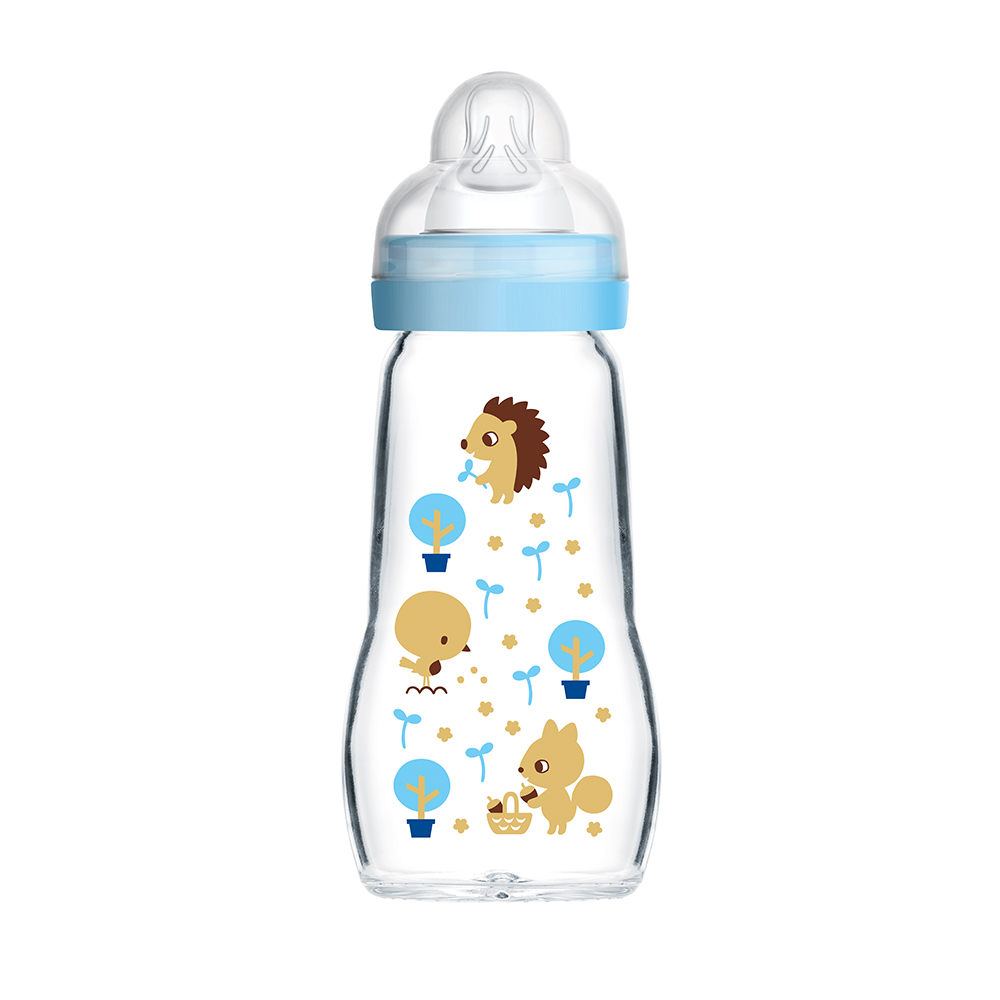 Mam Organic Garden Organic Garden Flow 2 Glass Nipple Feeding Bottle 0 to 6 months 260ml