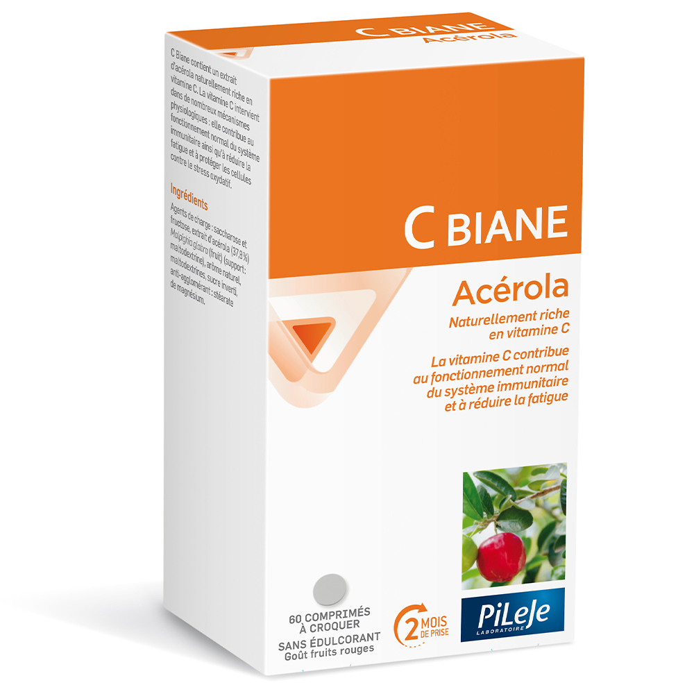 Pileje C Biane Acerola red berry flavour 60 tablets