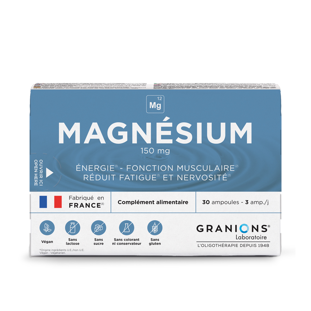 Granions Magnesium 150 mg Réduction de la Fatigue 30 Ampulas