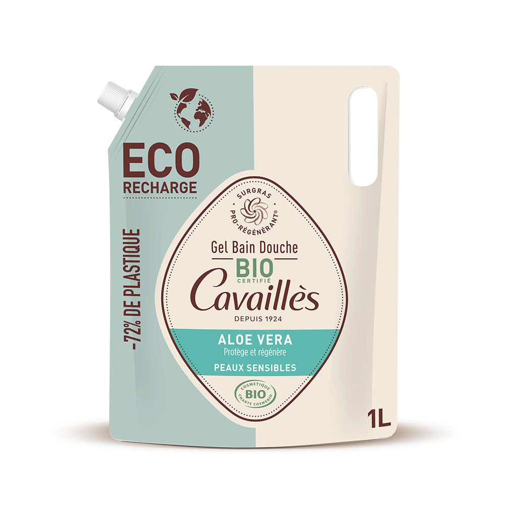 Cavaillès Eco Refill Aloe Vera Organic Bath and Shower Gel Sensitive skin 1L