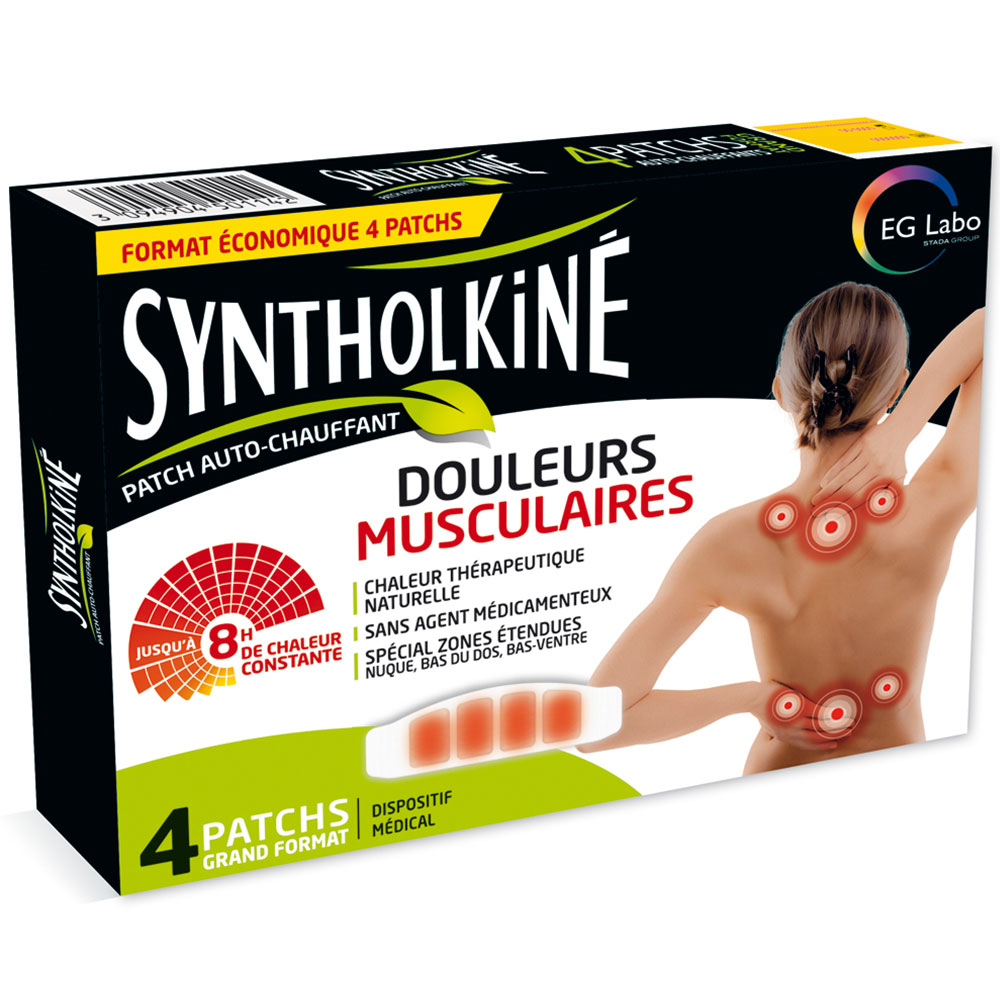 EG Labo SyntholKiné 8hrs Warming Patches for Muscle Pains x4