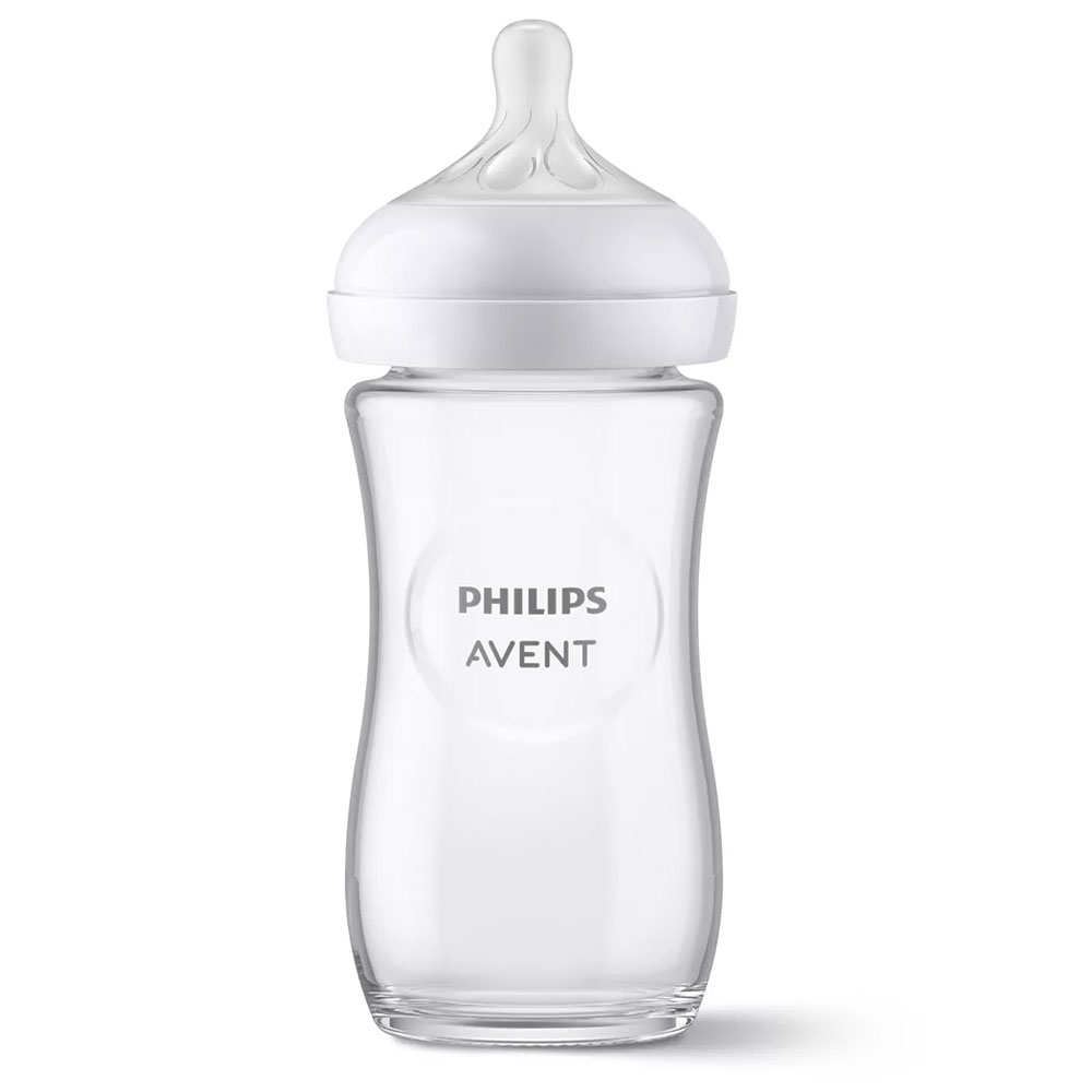 Avent Natural Response Glass Feeding Bottle 1 Month and over 240ml