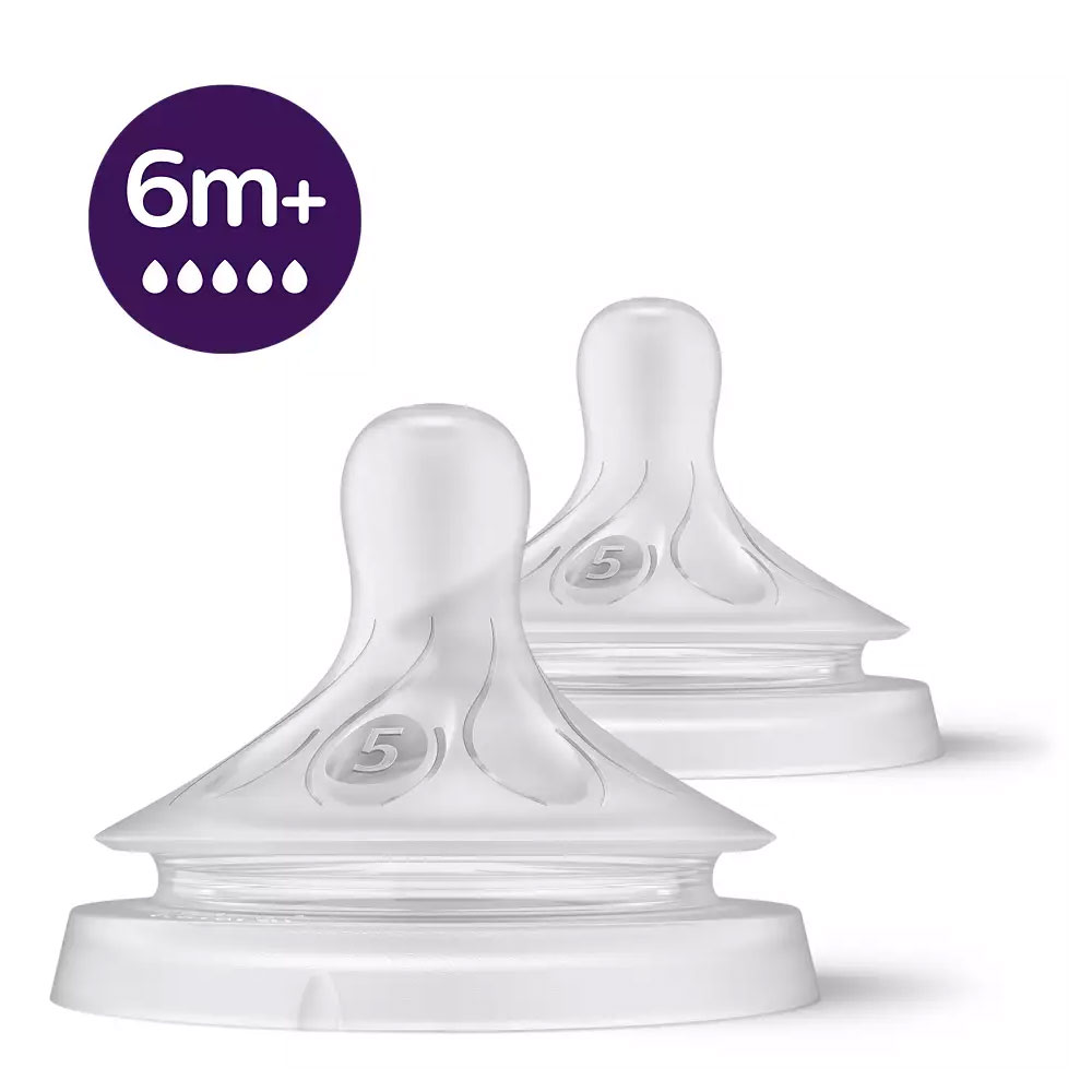 Avent Natural Response Flow 5 teat 6 months and over x2