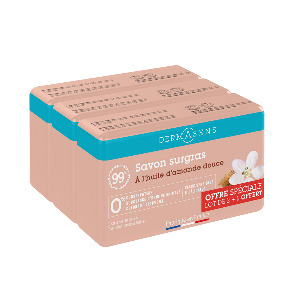 Dermasens Sweet Almond superfatted soap bar 3x200g