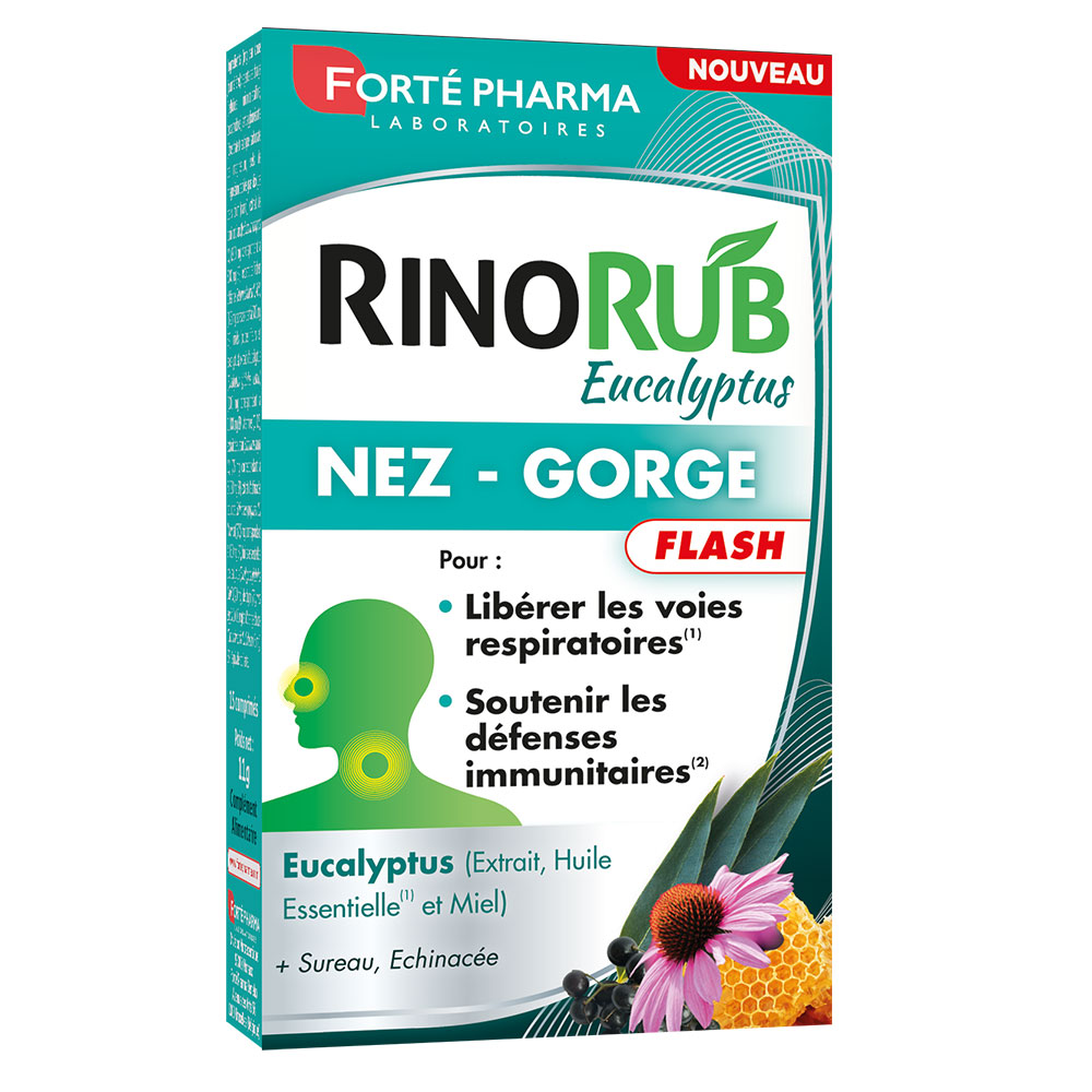 Forté Pharma RinoRub Nose and throat Flash eucalyptus 15 tablets