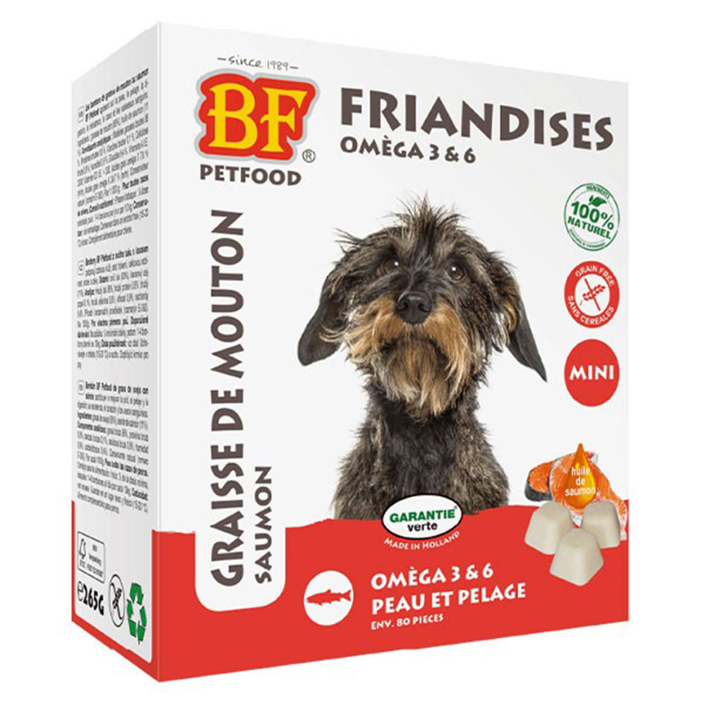 Biofood BF Petfood Treats Omega 3 & 6 Dog treats skin and coat Salmon Mutton Fat 80 Pieces