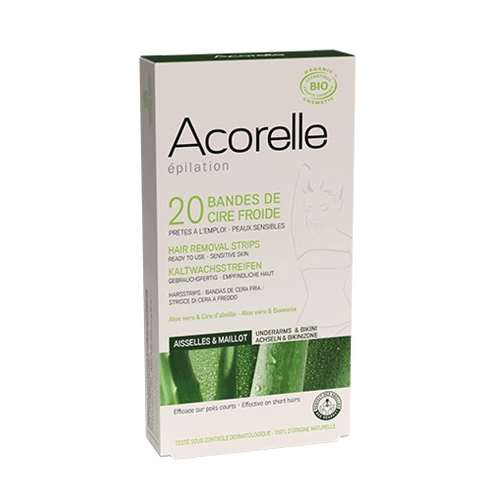 Acorelle Bandes de Cire Froide Aisselles et Maillot BIO Certifiées x20