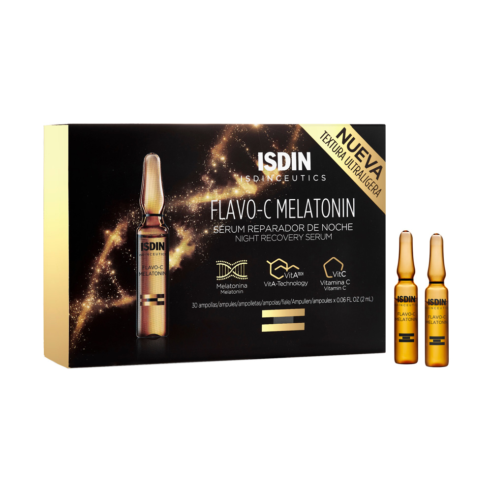 Isdin Flavo-C Melatonin Isdn Flavo-c Melatonin Night Recovery Serum X 30 Single Doses 2 ml