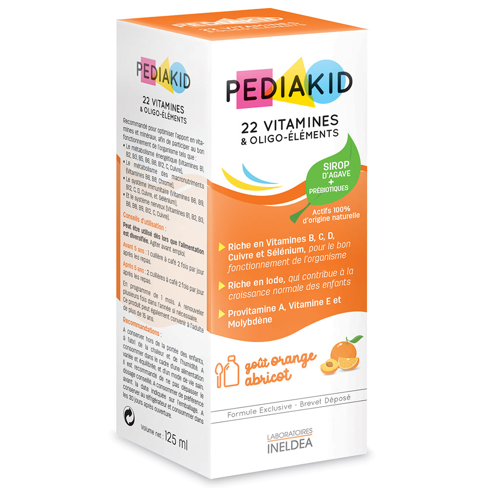 Pediakid 22 vitamins and trace elements orange-apricot syrup 125 ml