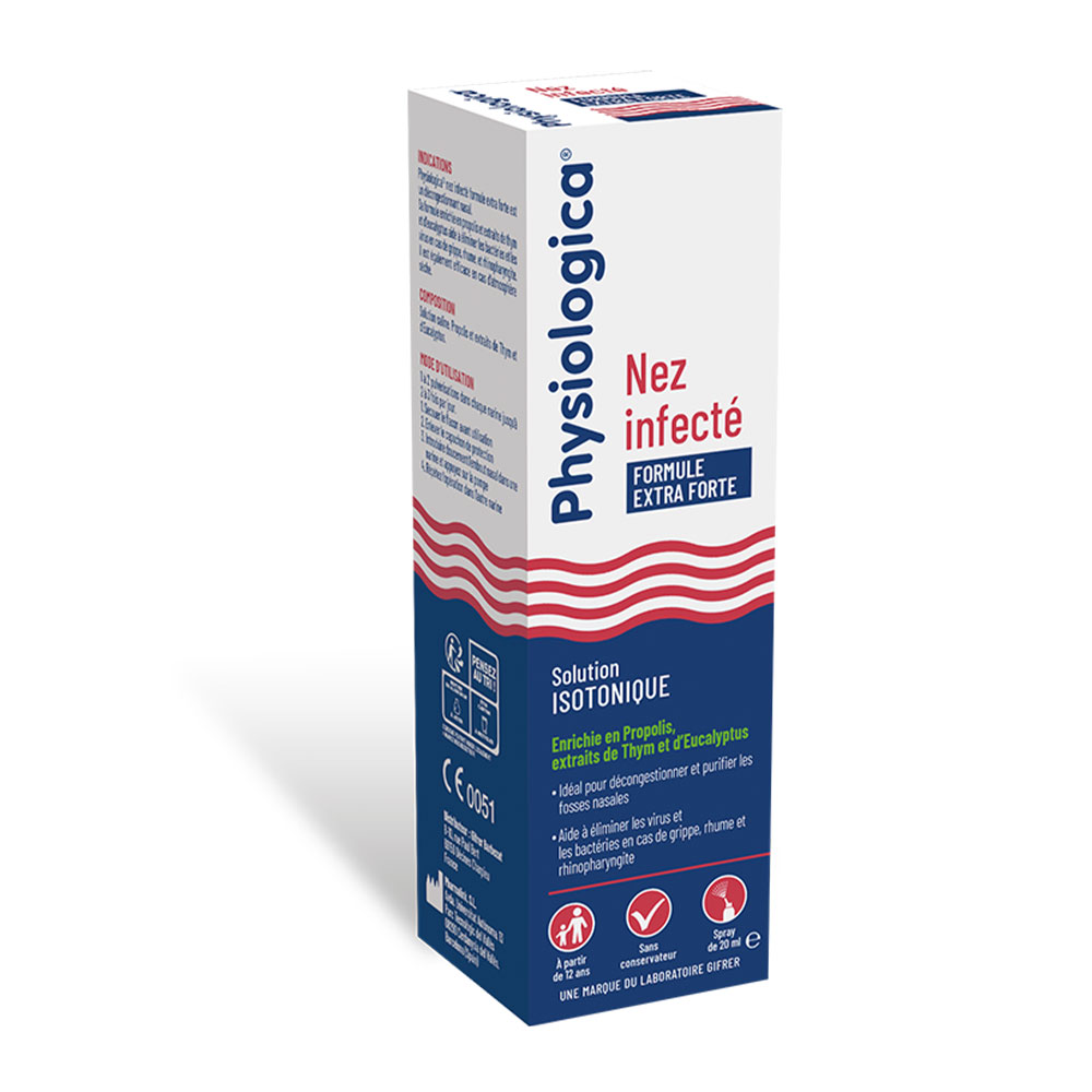 Gifrer Physiologica Infected Nose Isotonic Solution Extra Forte formula From age 12 20ml