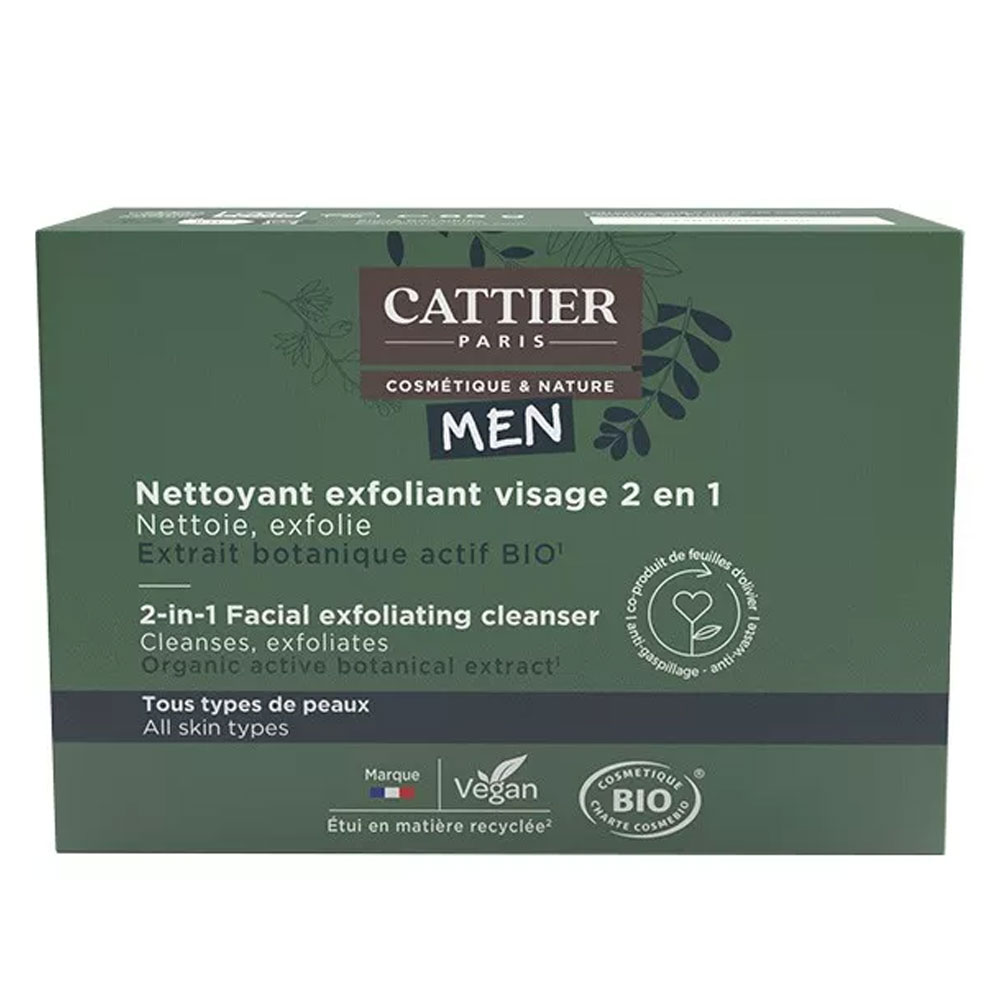 Cattier Man 2 in 1 Exfoliating Cleanser - Solide Bioes 85g