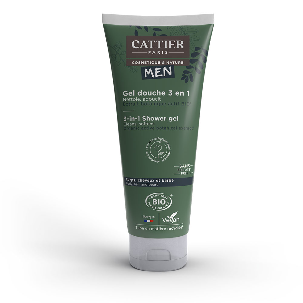 Cattier Man 3 in 1 Shower Gel Bioes Body, Hair & Beard 200ml