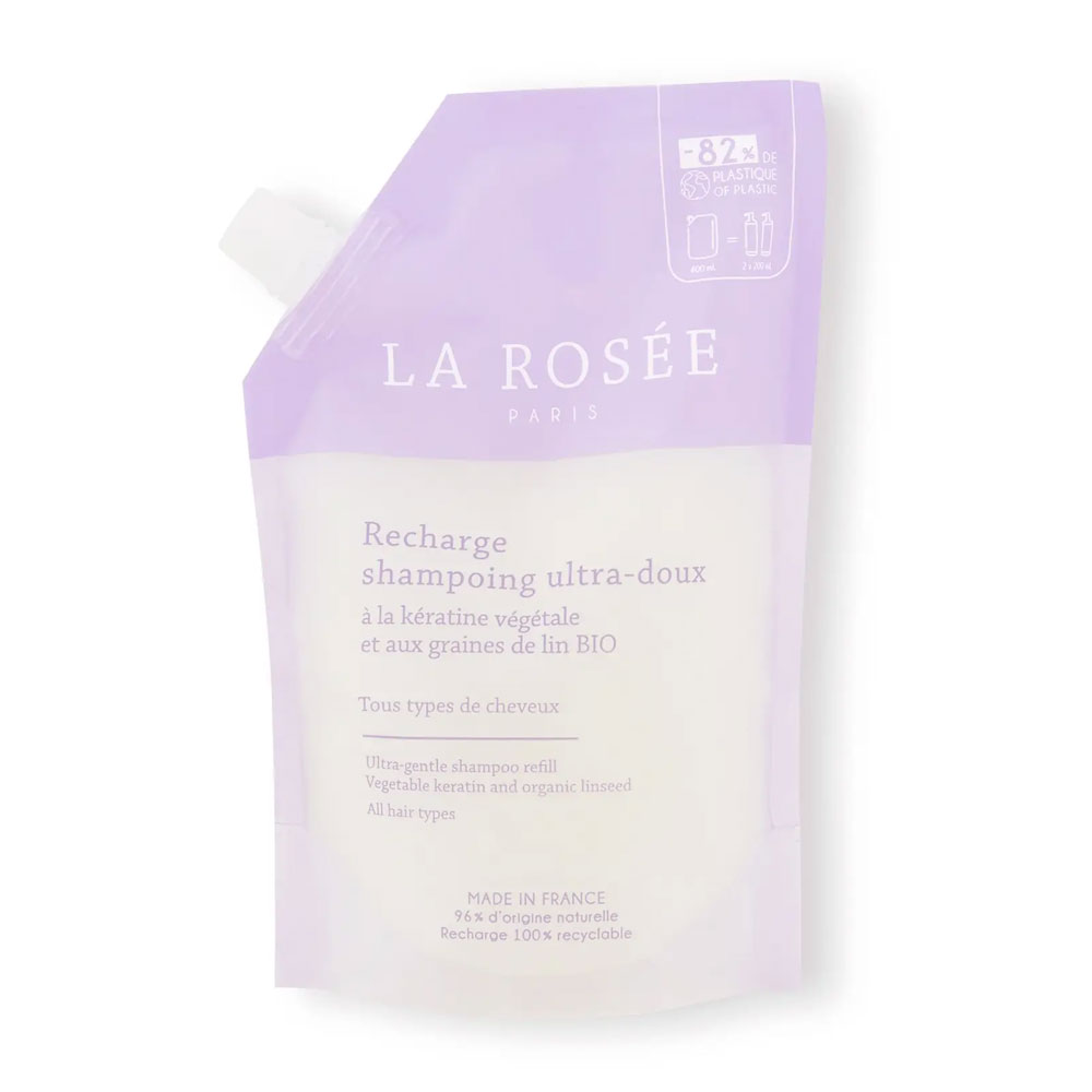 LA ROSÉE Refill Ultra-Gentle Shampoo with plant-based Keratin and Organic Flaxseed 400ml