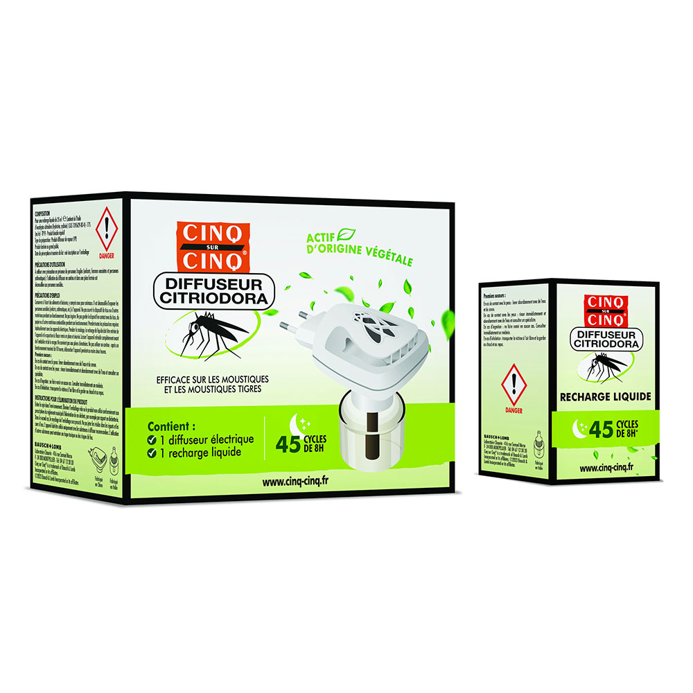 Cinq Sur Cinq Citriodora Citriodora Anti-Mosquito Diffuser 45 8-hour Cycles Cinq Sur Cinq 45 Cycles de 8h