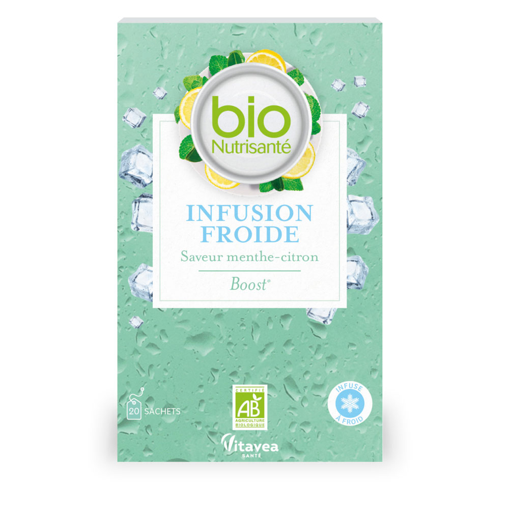 Vitavea Santé BioNutrisanté Infusion Froide Saveur Menthe Citron Boost 20 sachets