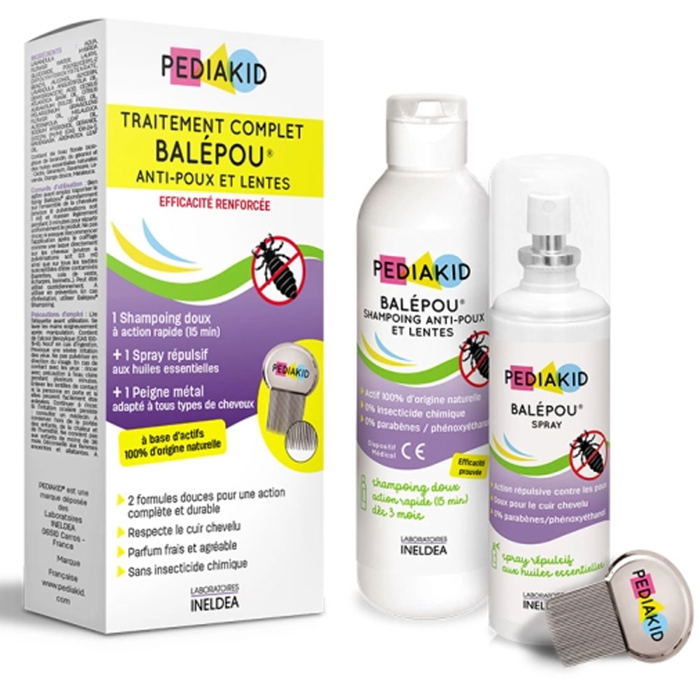 Pediakid Balépou® Anti-Lice and Nits Complete Treatment Shampoo 200ml + Repellent Spray 100ml 300ml