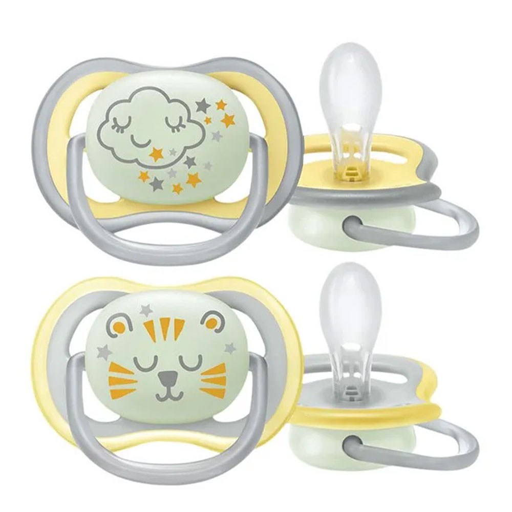 Avent Ultra-Air Avent Silicone Orthodontic Pacifiers Animal Collection From 18 Months Old X2 Nighttime 18 Mois Et Plus x2