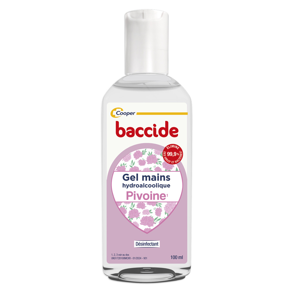 Baccide Peony hand sanitising gel suitable for sensitive skin 100 ml