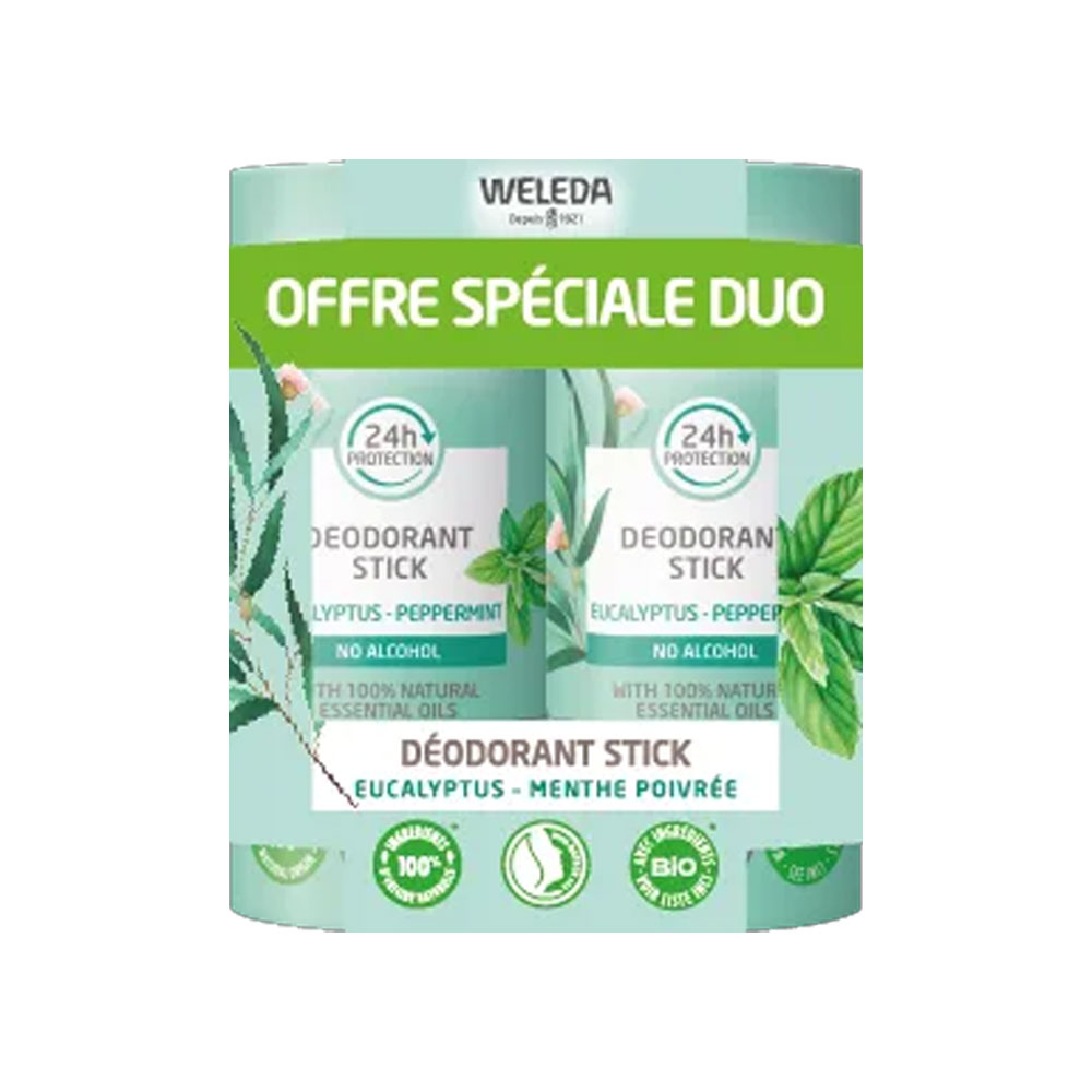 Weleda Deodorants Stick 24h Eucalyptus Peppermint 2x50g