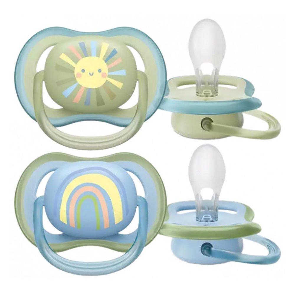 Avent Ultra-Air Symmetric Silicone Soothers with Pattern 0-6 Months x2