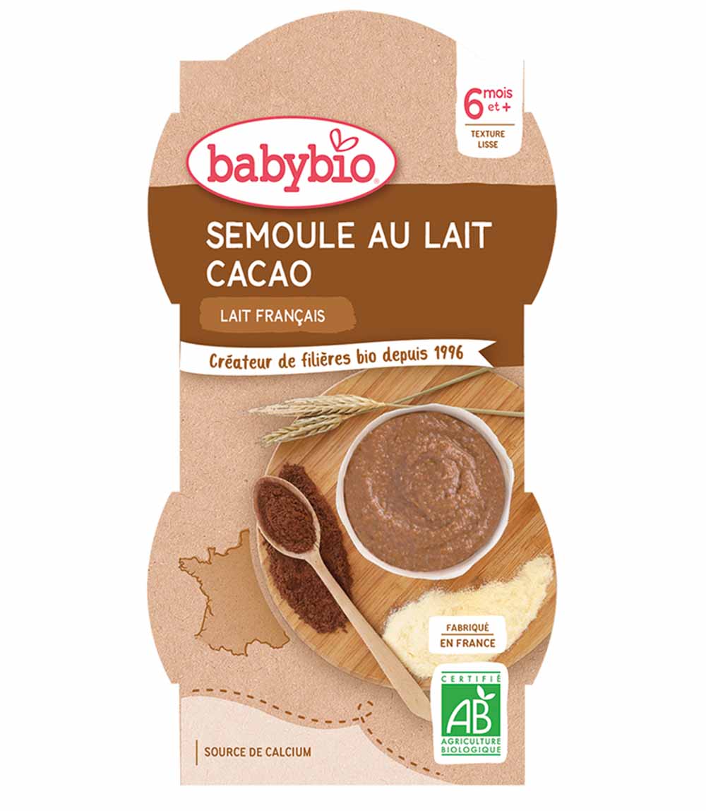 Babybio Semolina with Cocoa Cow's Milk 6 Months and Plus 225g