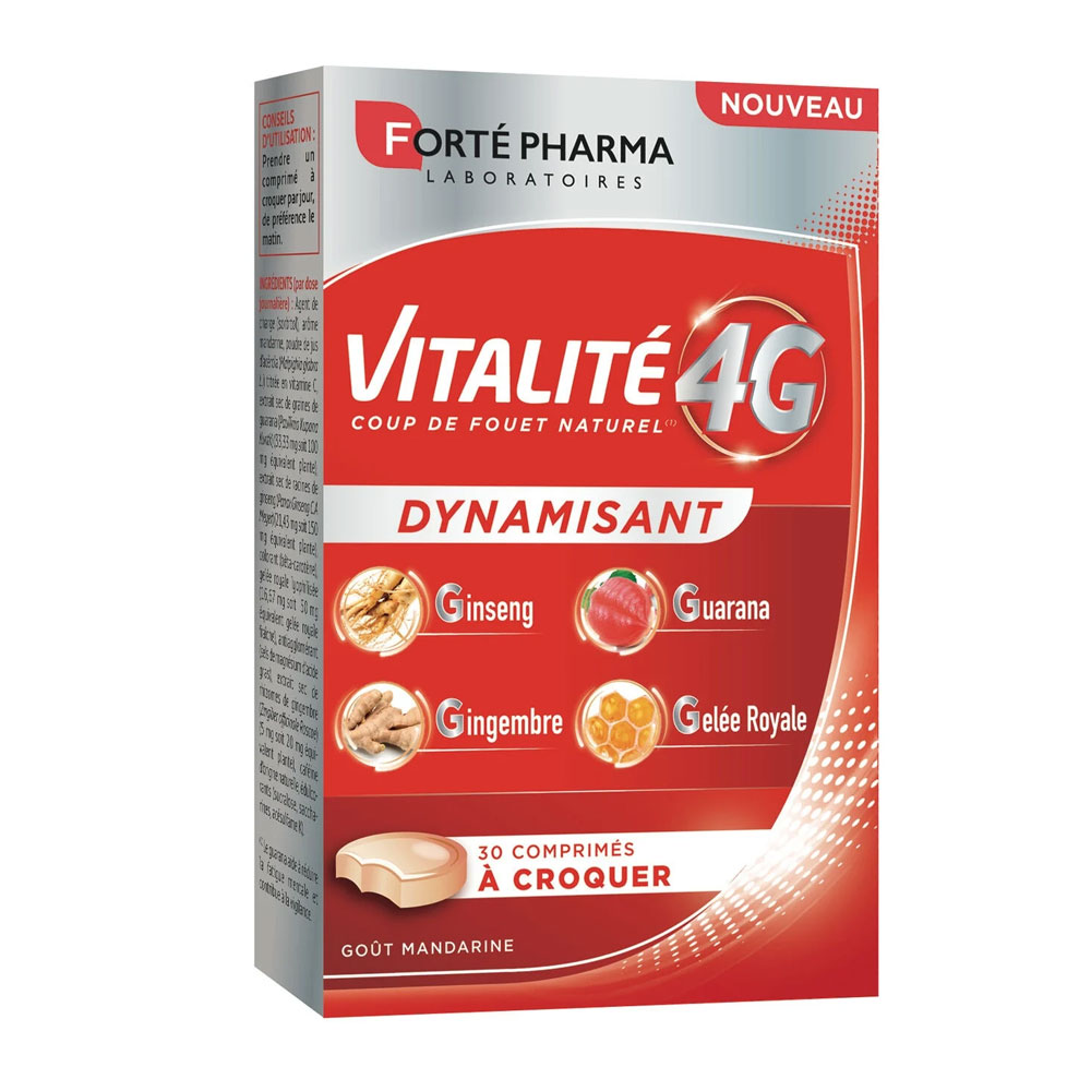 Forté Pharma Vitalité 4G Energising Energy Tangerine flavour 30 chewable tablets
