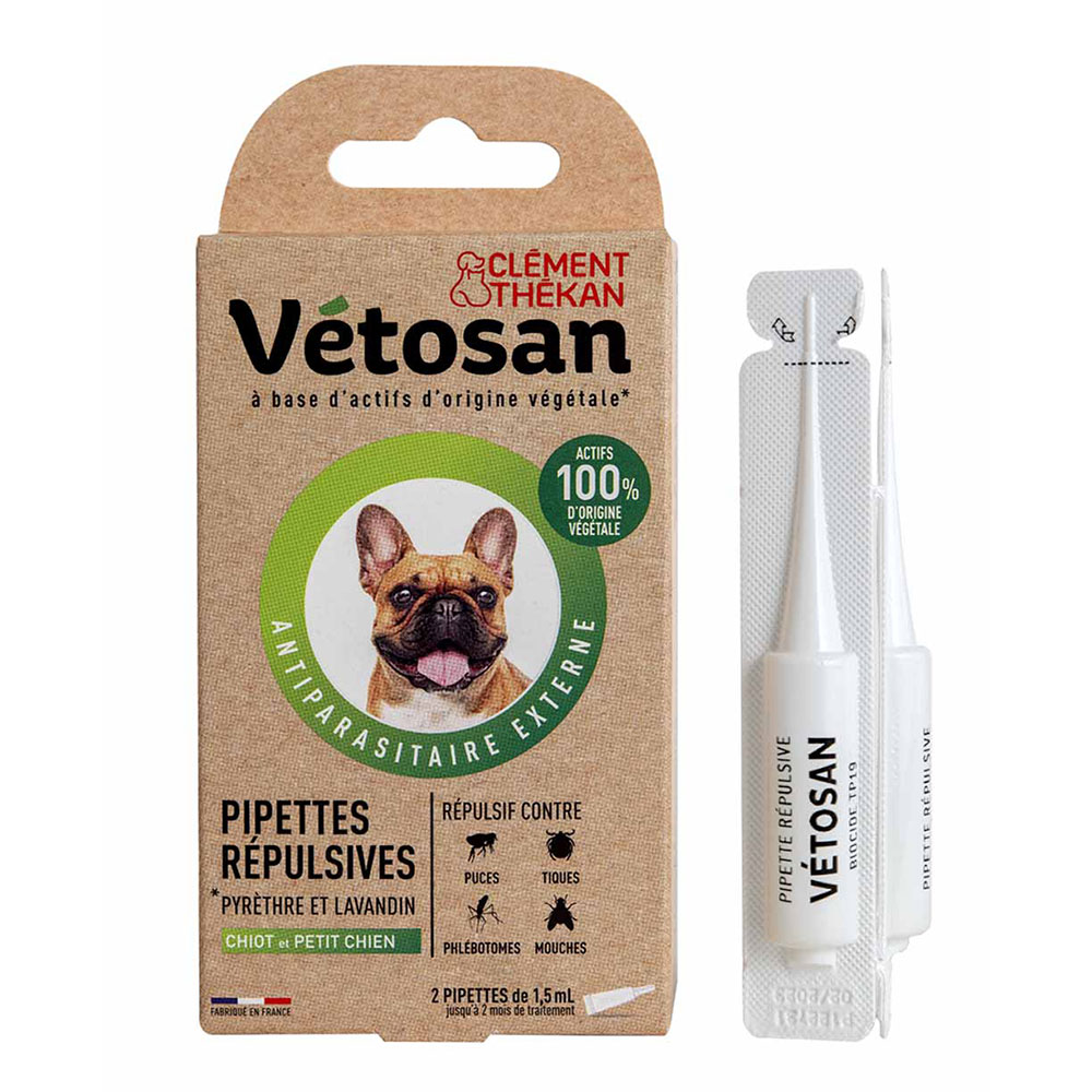 Clement-Thekan Vétosan Flea &amp; Tick Control Puppy Small Dog 2 Pipettes 1.5ml