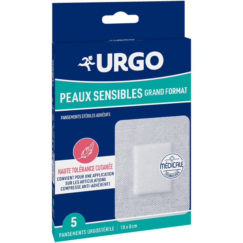 Urgo Urgosterile Plasters for Sensitive Skin Large Format 10x8cm x5