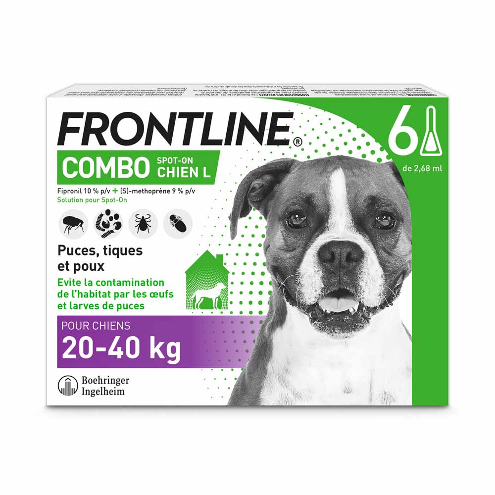 Frontline Combo Spot-on L Dog 20- 6 Pipettes 6 Pipettes de 4,02ml