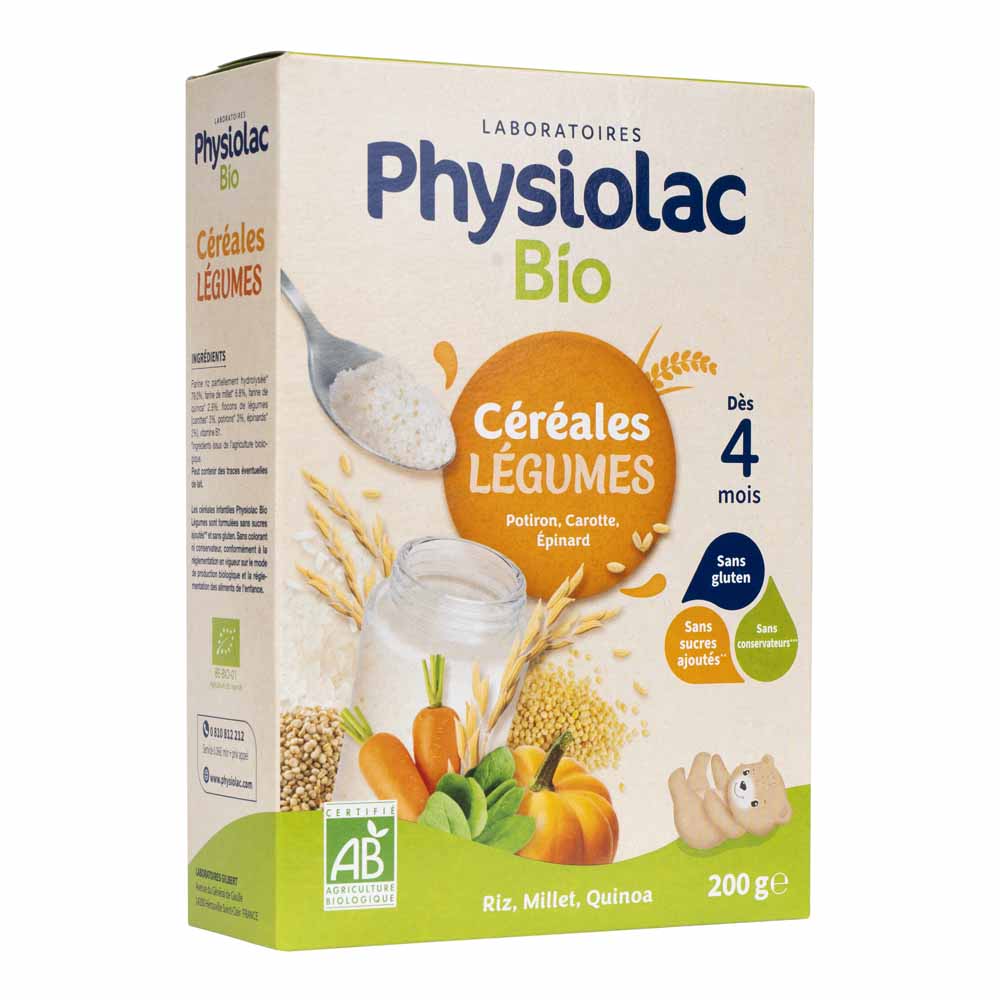 Physiolac Cereals Vegetables Pumpkins Carrots Spinach Bioes From 4 months 200g