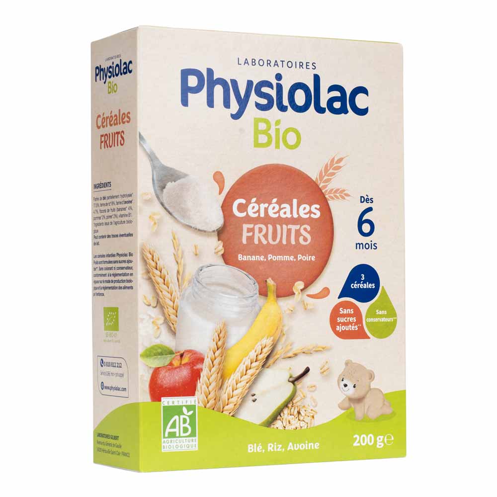 Physiolac Cereals Fruit Banana Apple Pear Bioes 6 Months Old 200g