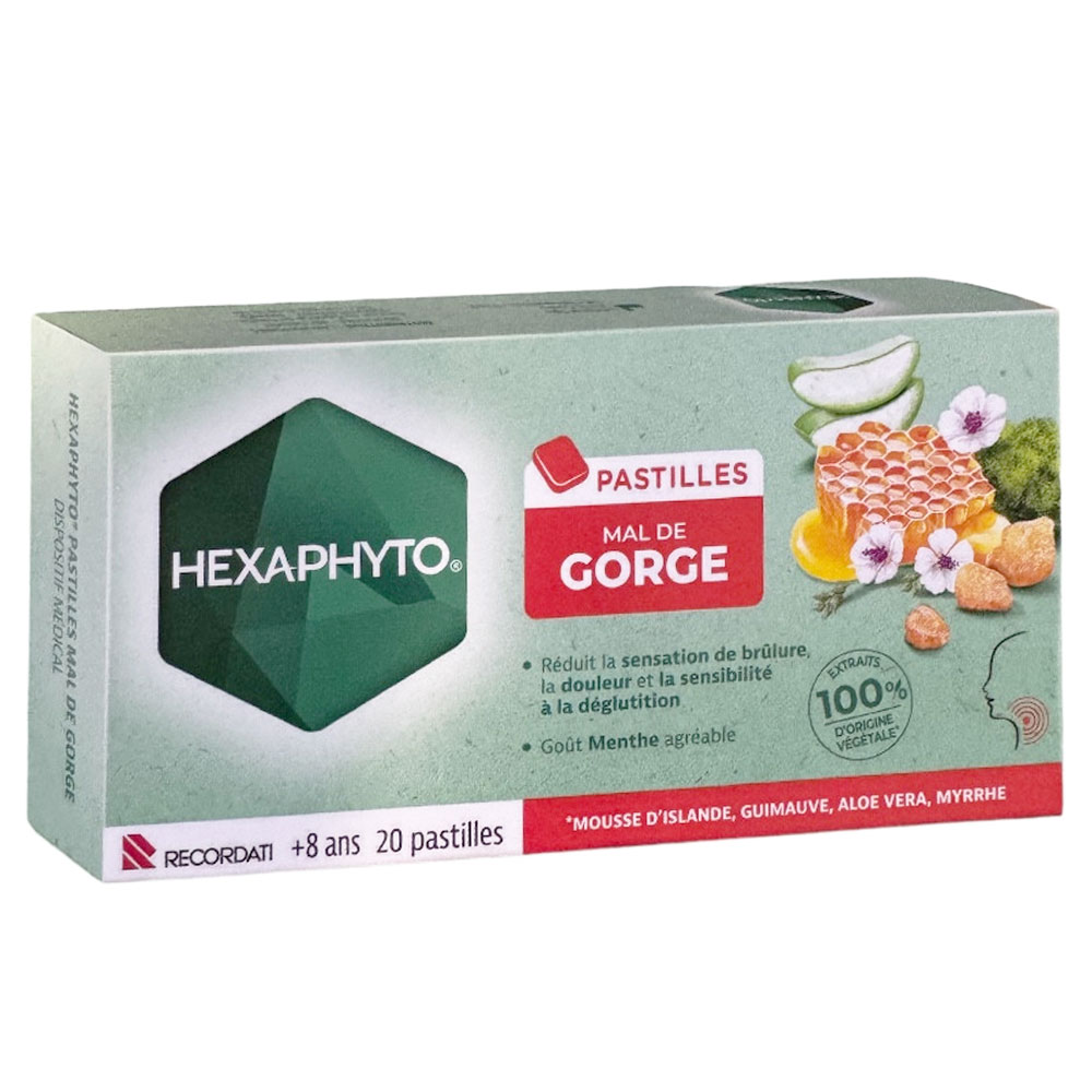 Hexaphyto Sore throat lozenges Mint flavour 20 units