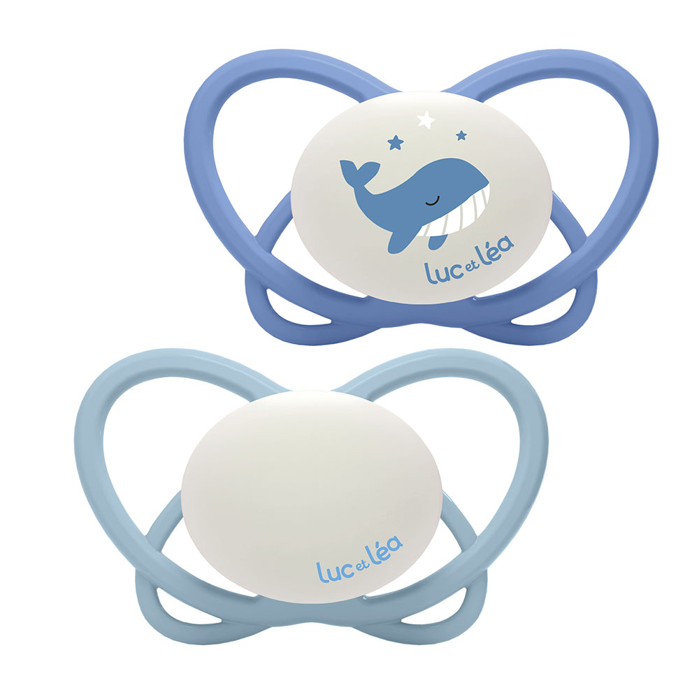 Luc Et Lea Physiological Silicone soothers without rings Night 0 to 6 months x2