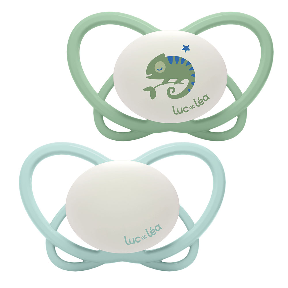 Luc Et Lea Physiological Silicone soothers without rings Night 18 months and Plus x2