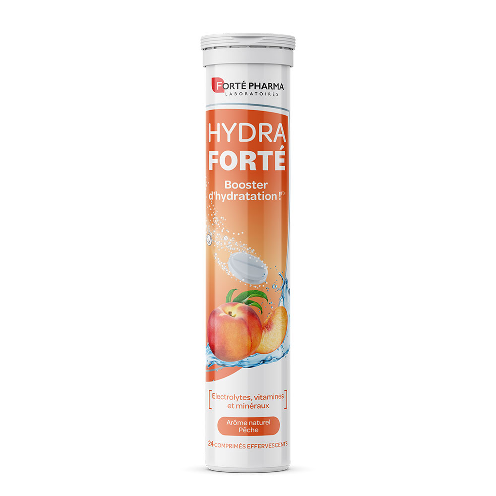 Forté Pharma Hydra Forté Hydration booster Natural Peach Flavour 24 effervescent tablets