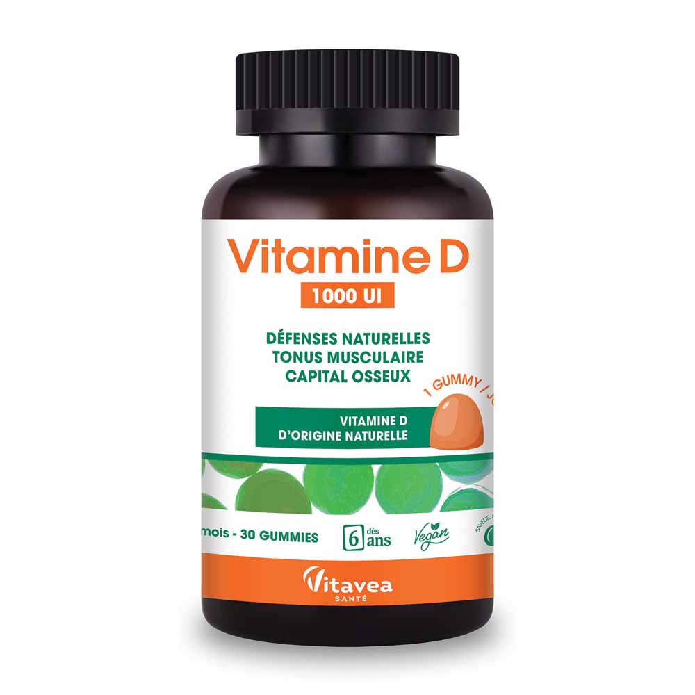 Vitavea Santé Vitamin D 1000 UI supports natural defences and bone health 30 gummies