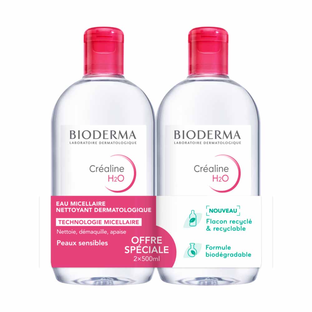 Bioderma Crealine Micellar solution make-up remover fragrance free créaline H20 H2O Sans parfum 2x500ml