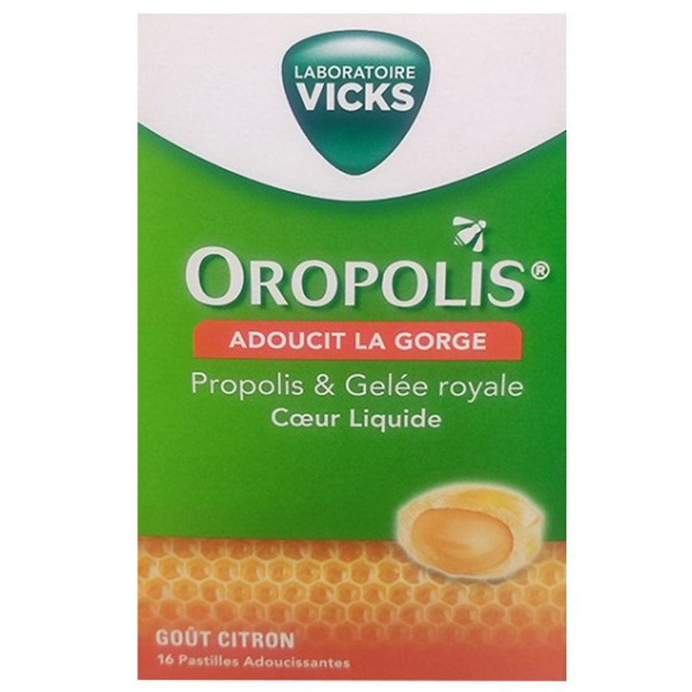 Oropolis Royal Jelly Liquid Heart lemon flavour 16 pastilles