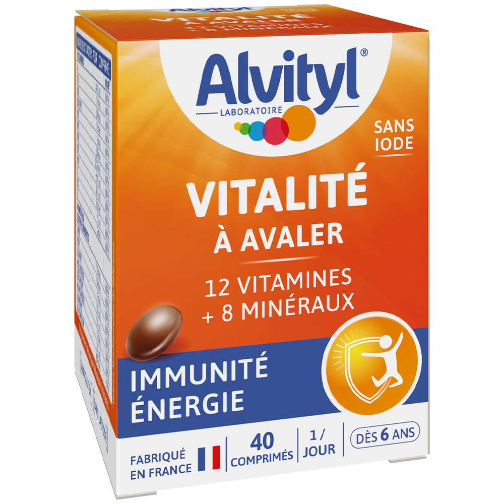 Alvityl Energy, Immunity & Vitality chocolate flavour, suitable for ages 6+ 40 comprimés