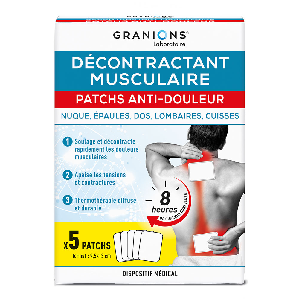 Granions Muscle relaxant Pain relief patches Thermotherapy x5