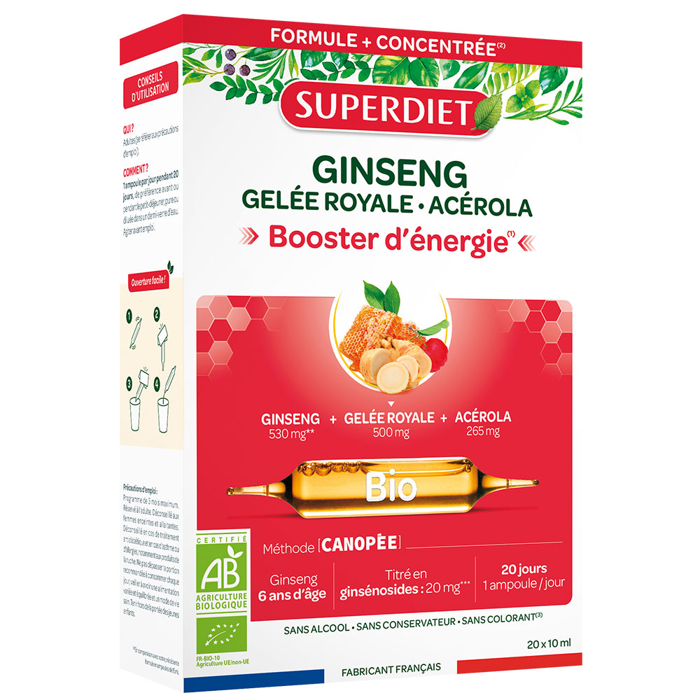 Superdiet Ginseng Royal Acerola Bioes Booster d'énergie 20x10ml