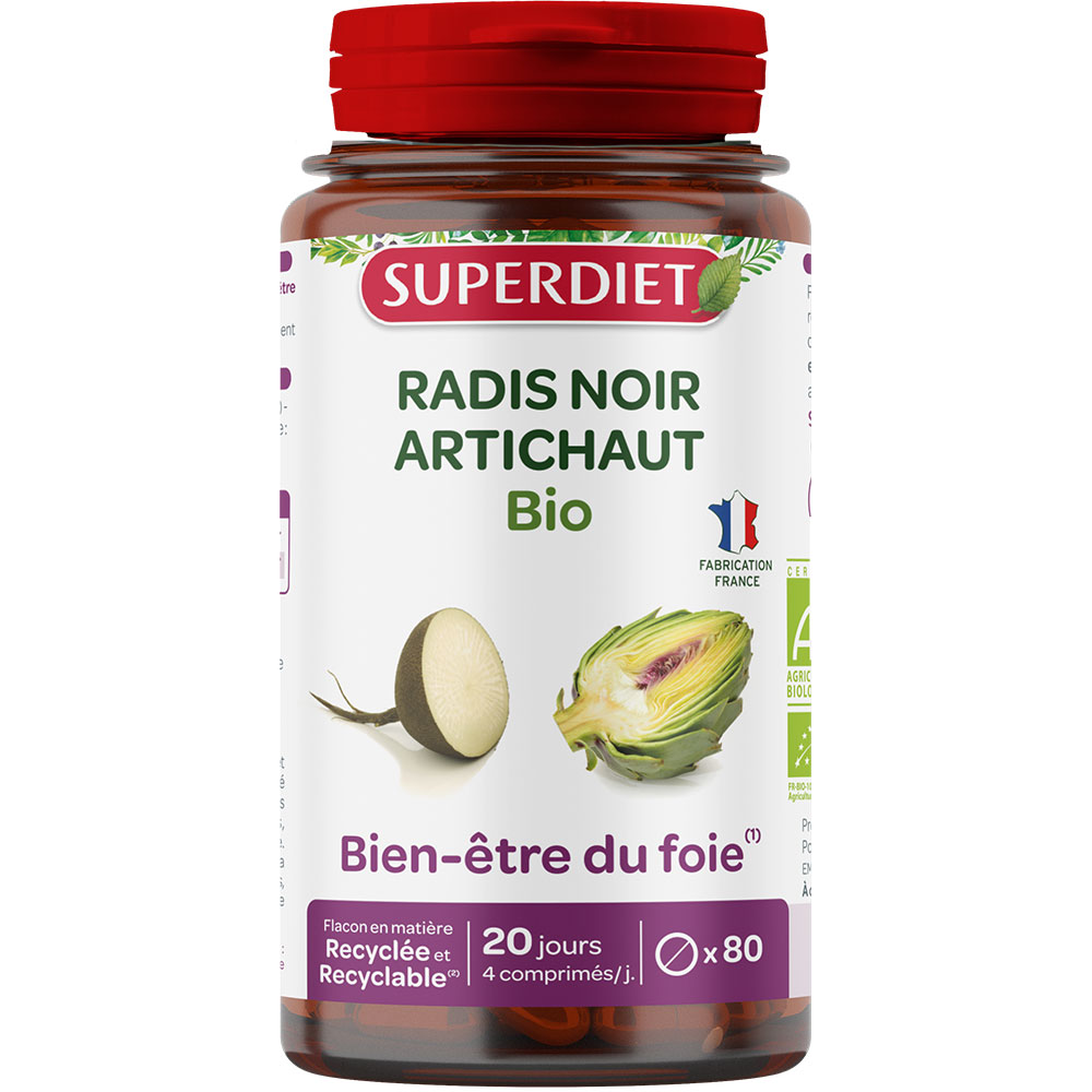 Superdiet Black radish and organic artichoke liver wellness support 80 tablets
