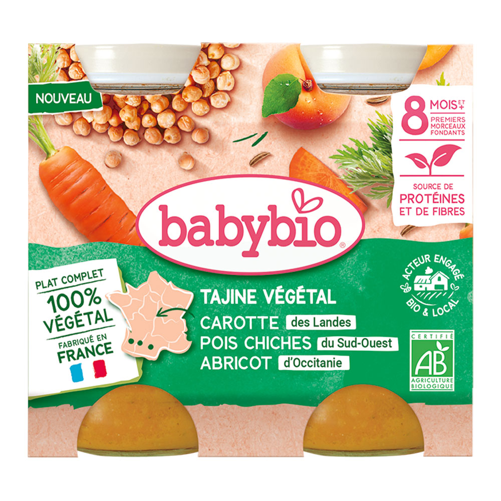 Babybio 100% Plant-based Organic complete meal from 8 months, first soft lumps 2 x 200 g