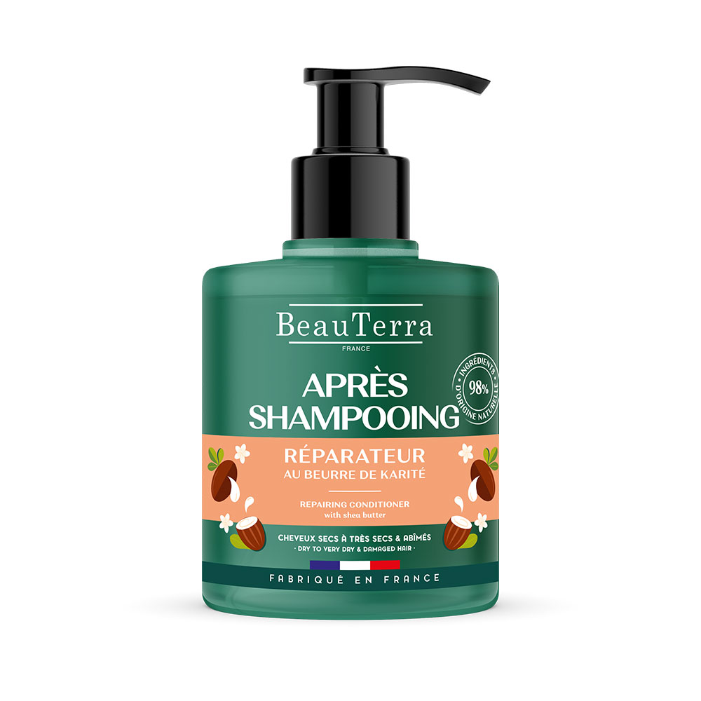 Beauterra Après-Shampooing Réparateur Au Beurre de Karité Tous Types de Cheveux 500ml
