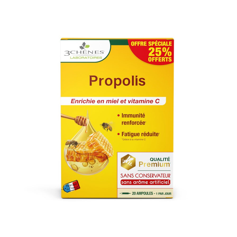 3 Chênes Propolis with honey and vitamin C 20 x 10 ml ampoules