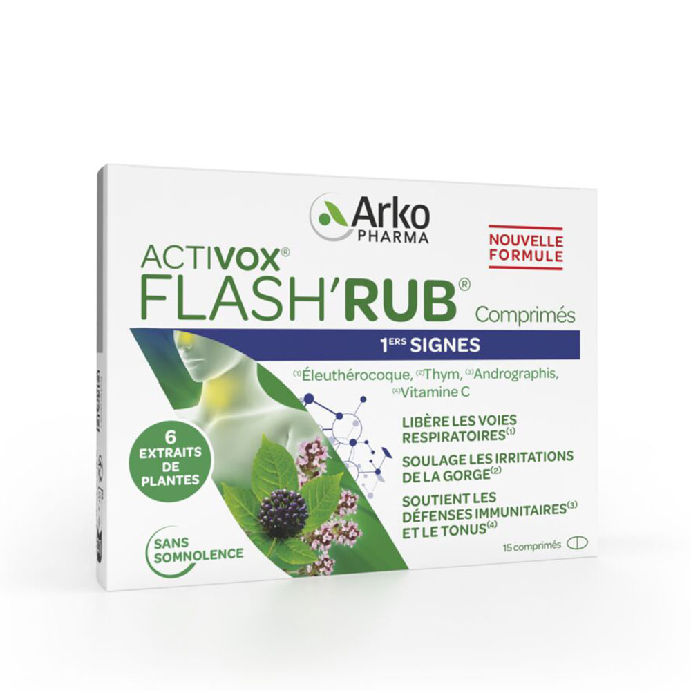 Arkopharma Flash'Rub Nose and throat vitamin C, pelargonium 15 tablets