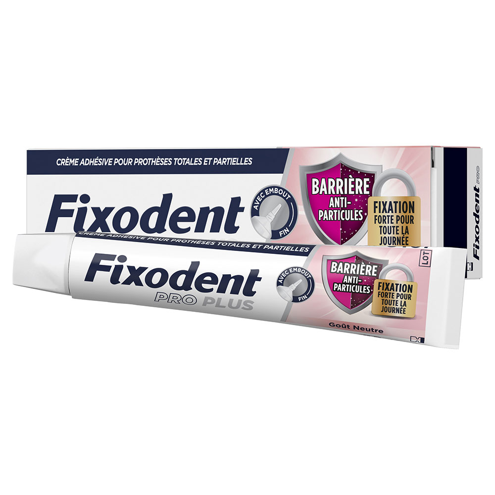 Fixodent Pro plus Adhesive cream for full & partial dentures particle barrier 40 g
