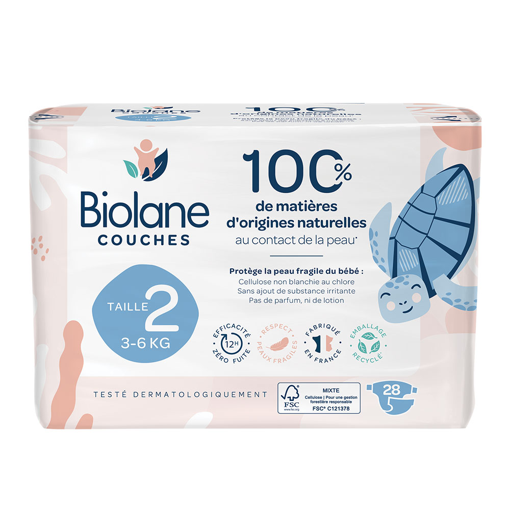 Biolane Natural Eco nappies size 2 no leak x 28