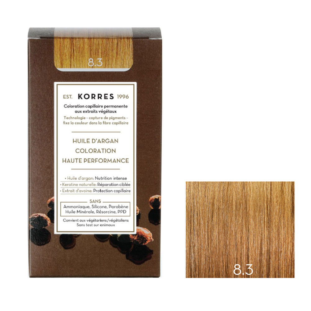 Korres Argan oil Permanent Hair Colour With Argan Oil 50ml 8.3 LIGHT GOLDEN BLONDE